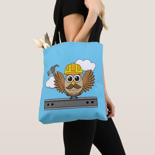 Kute constructiewerper met harde Pet Cartoon Tote Bag (Dichtbij)