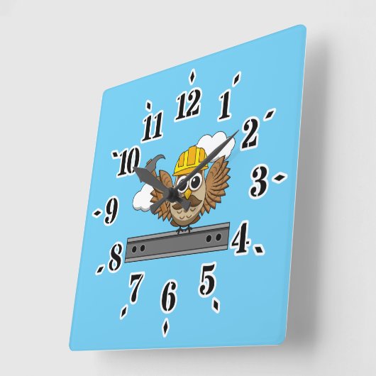 Kute constructiewerper met harde Pet Cartoon Vierkante Klok (Hoek)