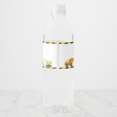 Kute construction Theme Kind Birthday Party Waterfles Etiket (Achterkant)