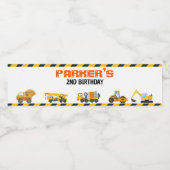 Kute construction Theme Kind Birthday Party Waterfles Etiket (Enkel label)