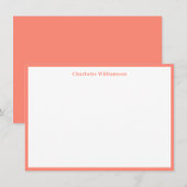 Kute Coral Oranje Border Personalized Stationery Bedankkaart (Voorkant / Achterkant)