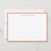 Kute Coral Oranje Border Personalized Stationery Bedankkaart (Voorkant)