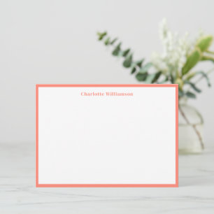 Kute Coral Oranje Border Personalized Stationery Bedankkaart