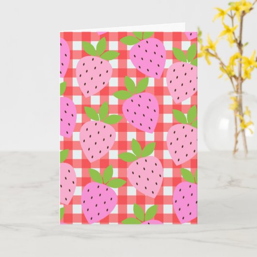 Kute Cottcore  aardbeien Blank Kaart (Gele Bloem)