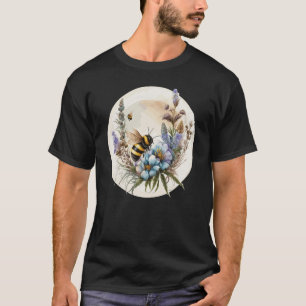 Kute Cottcore Botanic Flower Bumblebee Watercol T-shirt