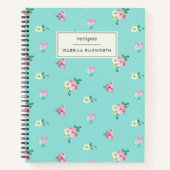 Kute Cottcore Floral Blue Personalized Recipe Notitieboek (Voorkant)