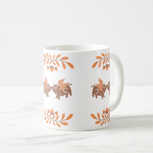 Kute Country Herfst Kust Winged Varkens Koffiemok (Voorkant rechts)