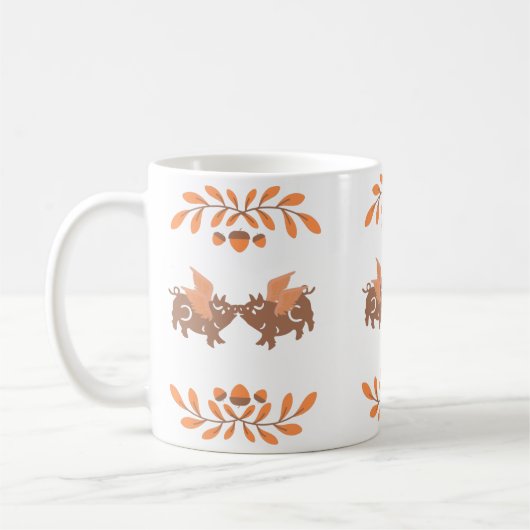 Kute Country Herfst Kust Winged Varkens Koffiemok (Links)