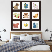 Kute country Style Baby Animals Quilt Canvas Afdruk (Insitu (Slaapkamer))