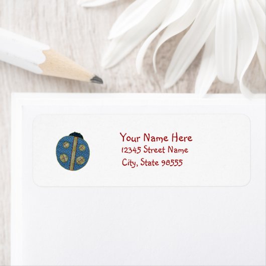 Kute country Style Blue Ladybug Etiket (Insitu)