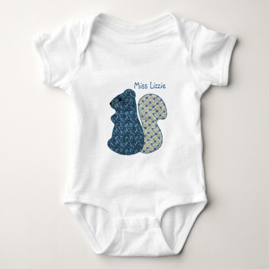 Kute country style Blue Squirrel met naam Romper (Voorkant)