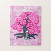 Kute Couple onder de Cherry Blossom Tree Legpuzzel (Verticaal)