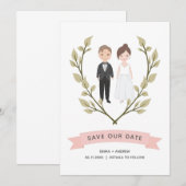 Kute Couple Portret Modern sparen de Kaart van de  (Voorkant / Achterkant)