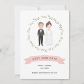 Kute Couple Portret Modern Wreate Save the Date (Voorkant)