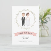 Kute Couple Portret Modern Wreate Save the Date (Staand voorkant)