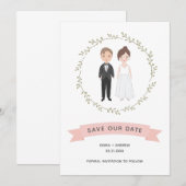 Kute Couple Portret Modern Wreate Save the Date (Voorkant / Achterkant)