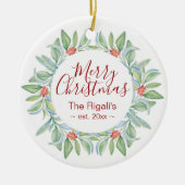 Kute Couples First Kerstfoto Ornaments Keramisch Ornament (Voorkant)