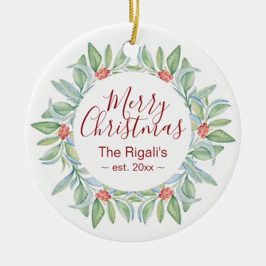 Kute Couples First Kerstfoto Ornaments Keramisch Ornament (Voorkant)