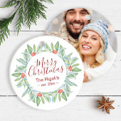Kute Couples First Kerstfoto Ornaments Keramisch Ornament