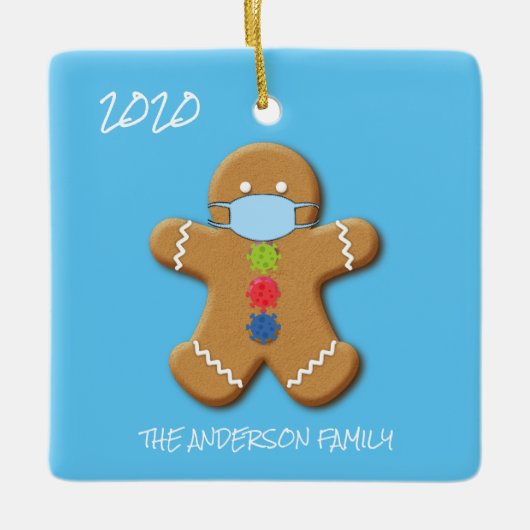 Kute Covid Gingerbrood Man - kerstboom Keramisch Ornament (Voorkant)