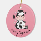 Kute Cow-Cartoon Keramisch Ornament (Links)