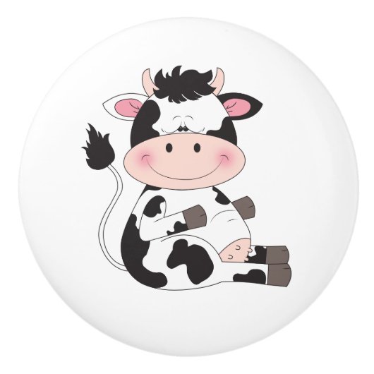 Kute Cow-Cartoon Keramische Knop (Voorkant)