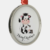 Kute Cow-Cartoon Metalen Ornament (Rechts)