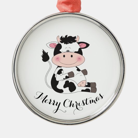 Kute Cow-Cartoon Metalen Ornament (Voorkant)
