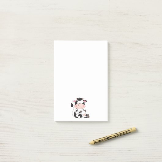 Kute Cow-Cartoon Post-it® Notes (Op bureau)