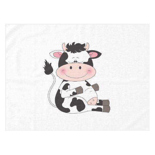 Kute Cow-Cartoon Tafelkleed (Voorkant (Horizontaal))