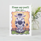 Kute Cow Head en Tails Party nodigt u uit Kaart (Staand voorkant)