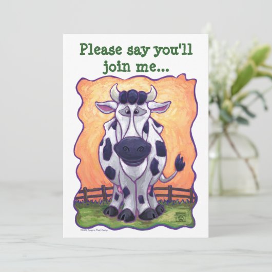 Kute Cow Head en Tails Party nodigt u uit Kaart (Staand voorkant)