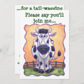 Kute Cow Head en Tails Party nodigt u uit Kaart (Voorkant / Achterkant)