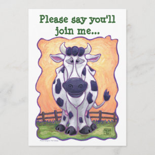 Kute Cow Head en Tails Party nodigt u uit Kaart