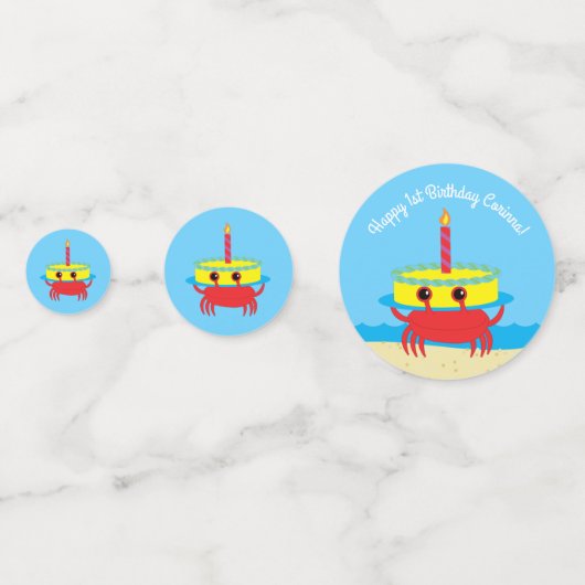 Kute Crab Beach 1st Birthday Party Confetti (Voorkanten)
