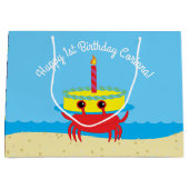 Kute Crab Beach 1st Birthday Party Groot Cadeauzakje (Voorkant)