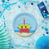 Kute Crab Beach 1st Birthday Party Papieren Bordje (Feest)