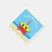Kute Crab Beach 1st Birthday Party Servet (Hoek)