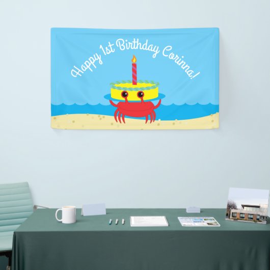 Kute Crab Beach 1st Birthday Party Spandoek (Beurs)