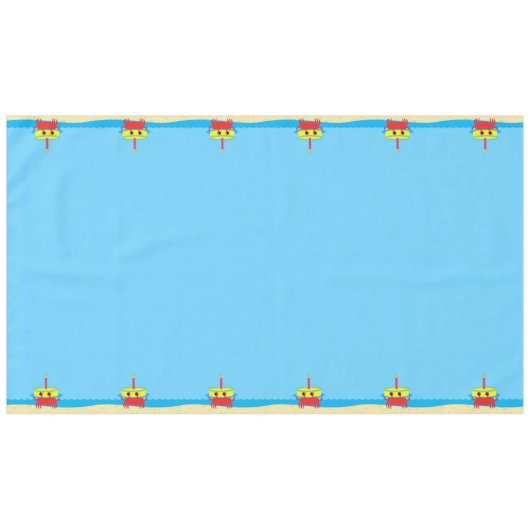 Kute Crab Beach 1st Birthday Party Tafelkleed (Voorkant (Horizontaal))