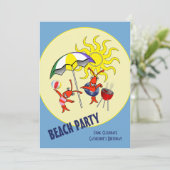 Kute Crawfish Lobster Beach Party Kaart (Staand voorkant)
