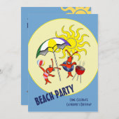 Kute Crawfish Lobster Beach Party Kaart (Voorkant / Achterkant)