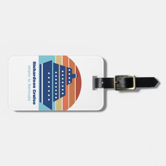 Kute cruise Ship Family Trip Sunset Personated Bagagelabel (Voorkant horizontaal)