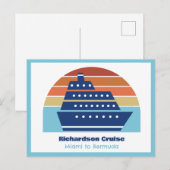 Kute cruise Ship Family Trip Sunset Personated Briefkaart (Voorkant / Achterkant)