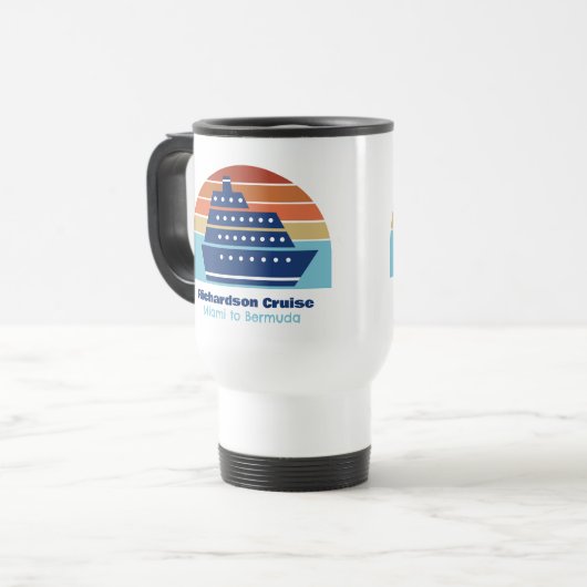 Kute cruise Ship Family Trip Sunset Personated Reisbeker (Voorkant links)