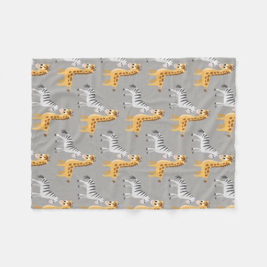 Kute cudly Baby Giraffe en Zebra aangepaste kleur Fleece Deken (Voorkant (Horizontaal))