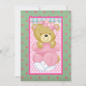 Kute cudly Beer Gedrukt in roze Baby shower Kaart (Achterkant)