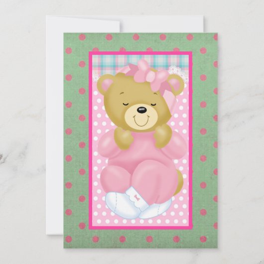 Kute cudly Beer Gedrukt in roze Baby shower Kaart (Achterkant)