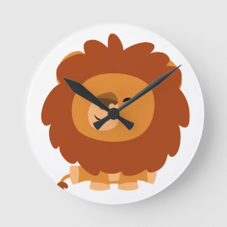 Kute cudly Cartoon Lion Wall Clock Ronde Klok