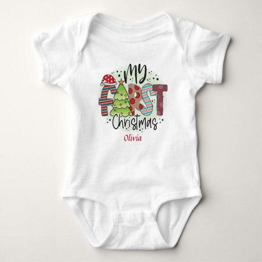 Kute Custom Baby's First KerstTree Star Romper (Voorkant)